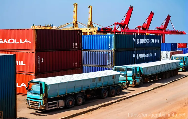 감비아의 인프라 발전 상황 - **Prompt:** A serene yet active evening scene in a Gambian community that has recently gained access...