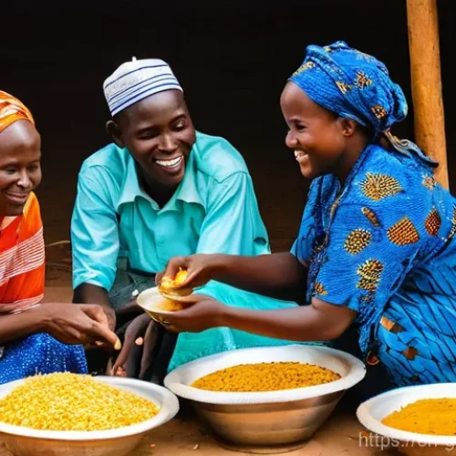 Home 26 감비아에서의 지속 가능 관광 - **A Vibrant Gambian Craft Market and Culinary Scene:**
A bustling outdoor market in The Gambia, ...