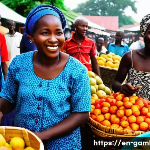 Home 24 감비아 영어 사용률 - **A vibrant open-air market in Bakau, The Gambia, teeming with life and color.** Numerous Gambian ve...