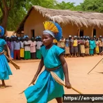 감비아의 주요 축제 - **Kankurang Festival in Janjanbureh**:
"A powerful and mystical Kankurang figure, adorned in a v...