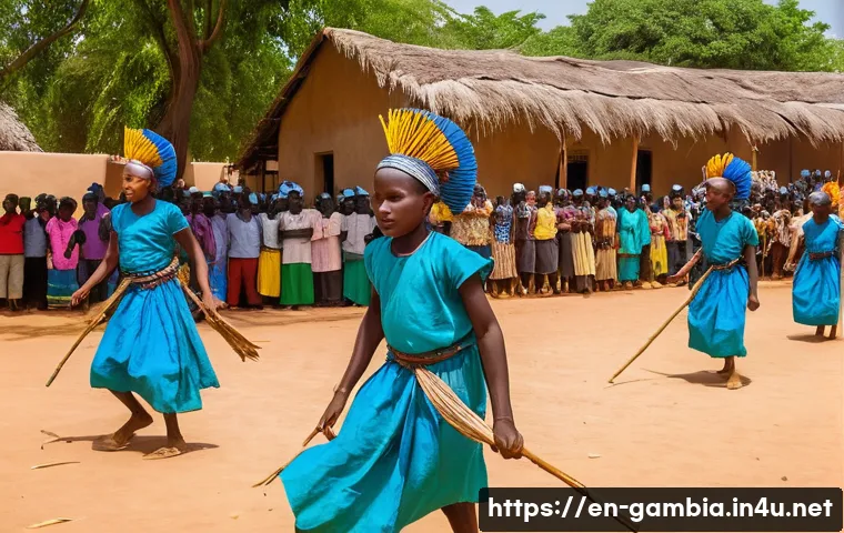 감비아의 주요 축제 - **Kankurang Festival in Janjanbureh**:
"A powerful and mystical Kankurang figure, adorned in a v...